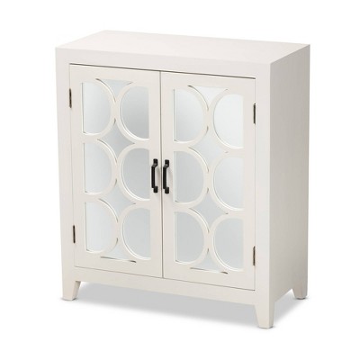 Garcelle Wood and Mirrored Glass 2 Door Sideboard White - Baxton Studio