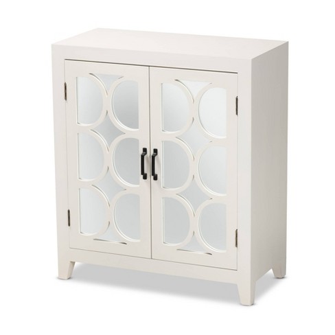 Garcelle Wood And Mirrored Glass 2 Door Sideboard White Baxton