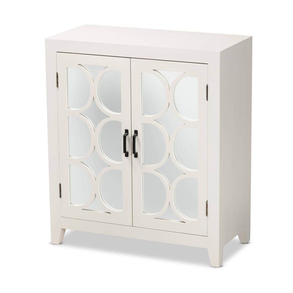 Photos - Storage Сabinet Garcelle Wood and Mirrored Glass 2 Door Sideboard White - Baxton Studio