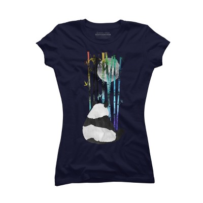 Junior's Design By Humans Panda, Bamboo & the Moon By ikaruz T-Shirt