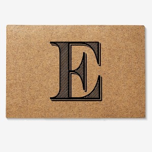 Personalization Mall Noir Initial 18x27 Synthetic Coir Doormat - 1 of 1