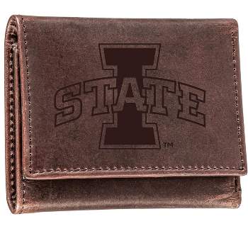 Evergreen NCAA Iowa State Cyclones Brown Leather Trifold Wallet Officially Licensed with Gift Box