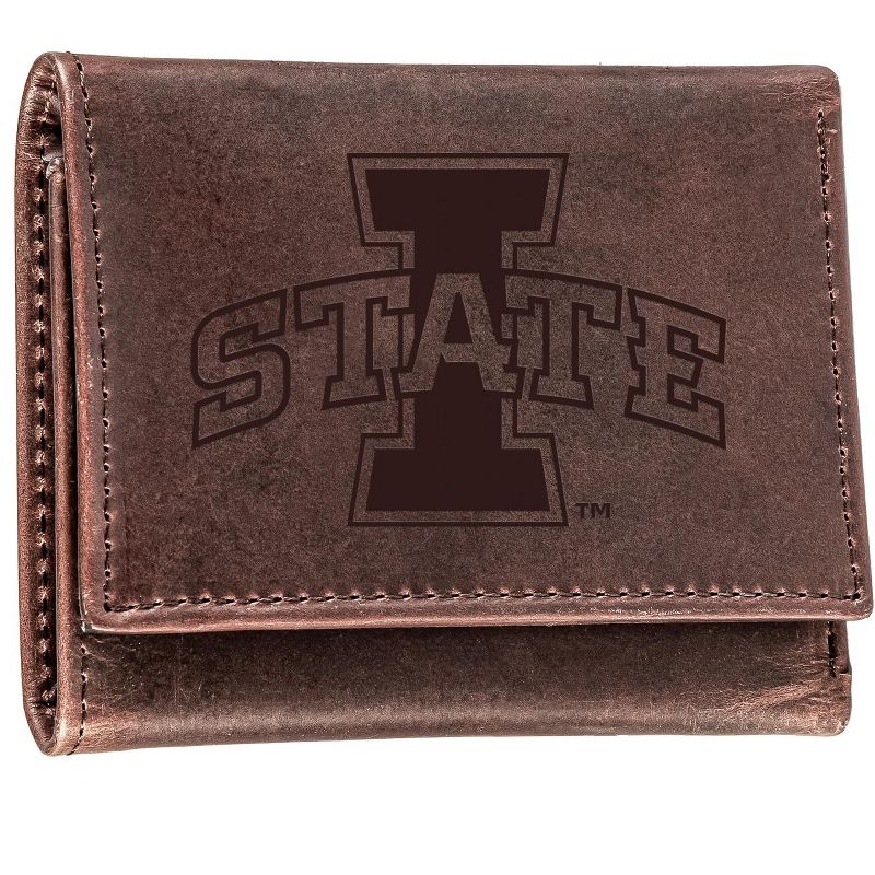 Evergreen NCAA Iowa State Cyclones Brown Leather Trifold Wallet Officially Licensed with Gift Box, 1 of 2