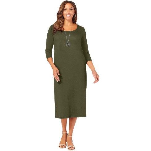 Jessica London Women's Plus Size Knit T-shirt Dress - 18 W, Green : Target