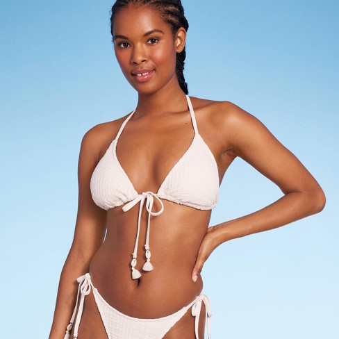 Women's Crochet Triangle Bikini Top - Wild Fable™ Cream XXS