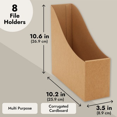 Kraft Paper Cardboard Magazine File Holders with Labels, 8-Pack