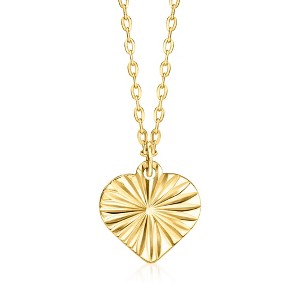 Ross-Simons Italian 10kt Yellow Gold Diamond-Cut Heart Necklace Size 18 - 1 of 3