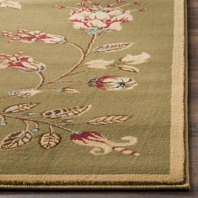 Rectangular Green/Multi Floral Synthetic 5' x 7' Area Rug