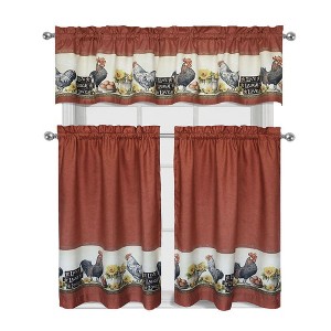GoodGram Roosters & Sunflowers Complete 3 Piece Kitchen Curtain Tier & Valance Set - 58 in. W x 36 in. L - 1 of 1