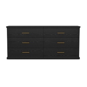 Manhattan Comfort Clifford 6 Drawer Double Dresser Black : Target