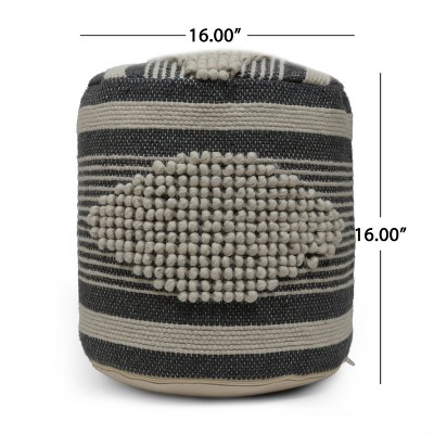 Vynxaria Diamond Handcrafted Fabric Cylindrical Pouf ¨C Stylish & Durable Seating Solution
