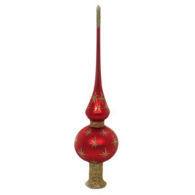Christina's World 12.75" Red Stars Finial Czech Republic  -  Tree Toppers