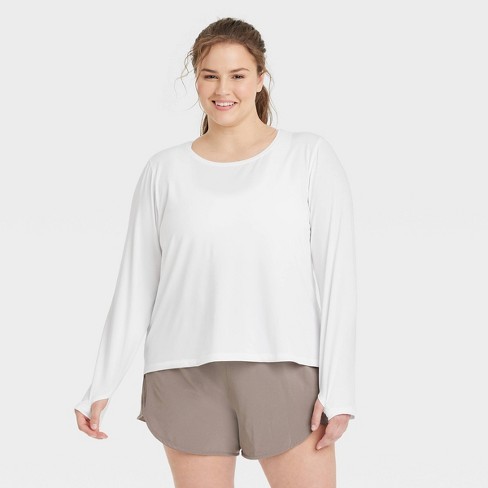 Women's Essential Crewneck Long Sleeve T-shirt - All In Motion™ White 2x :  Target