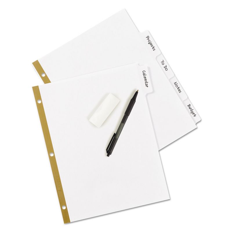Avery Big Tab Write-On Dividers w/Erasable Laminated Tabs, White, 5/Set, 3 of 4