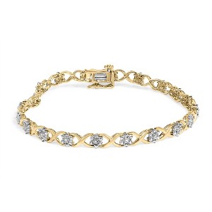 10K Yellow Gold Plated .925 Silver Diamond Accent Cluster and X Link Bracelet - 1 of 4
