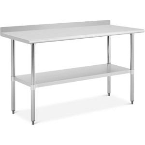 Stainless Steel Work Table, NSF Heavy Duty Prep Table with Adjustable Shelf & Backsplash, 2-Tier Commercial Table for Kitchen, Restaurant - 1 of 4