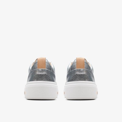 Женские кроссовки Clarks Womens Hollyhock Walk Silver Leather Sneakers 7.5 Medium — фото 6