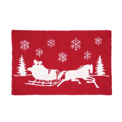 1'10"x2'10" Rectangle Woven Sleigh Accent Rug Red - C&F Home