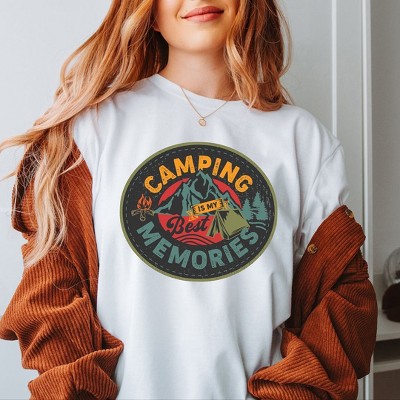 Simply Sage Market Women's Camping Is My Best Memories Badge Short Sleeve Graphic Tee