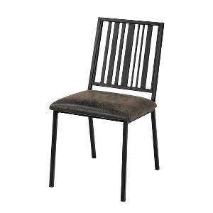 24" Zudora Dining Chair Dark Brown PU, Sandy Black Metal Frame - Acme Furniture: Upholstered, Armless - 1 of 4