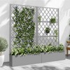 Lirago 6 ft. H x 3 ft. W Metal Planter Box privacy screen Garden Bed with Trellis and Wheels - Gray - 3 of 4