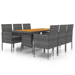 vidaXL Outdoor Dining Set Grey PE rattan, steel, solid acacia wood, foam - 1 of 4