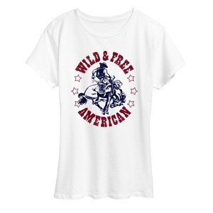 Women's - Instant Message - Wild And Free American Short Sleeve Graphic T-Shirt - 1 of 4