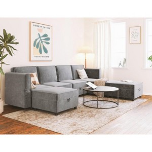 Modular Sectional Sofa with Storage Chaise U-Shaped Couch with Ottomans 7 Seat Sleeper Sofa for Living Room Gray - 1 of 4