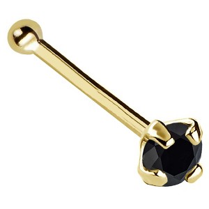 Jewelry Avalanche 22G 14K Gold Ball-end Nose Stud with Black Diamond - 1 of 2