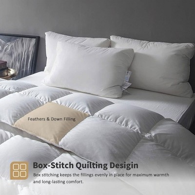 King Size White Cotton Duvet Insert with Feather Down Fill