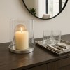 Modern Hurricane Holder for Home Decor Accent - Decorative Glass Cylinder Candle Stand for Table Centerpieces or Dining Room - 9", Silver & Clear - 3 of 4