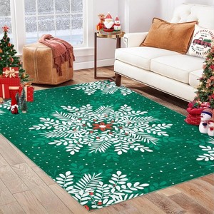 Christmas Snowflake Area Rug,2x3 Rug Washable Non Slip for Entryway,Soft Low Pile Christmas Door Mat - 1 of 4