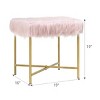 Costway Faux Fake Fur Stool Ottoman Footrest Stool Decorative with Metal Legs GreyPinkWhite - 2 of 4