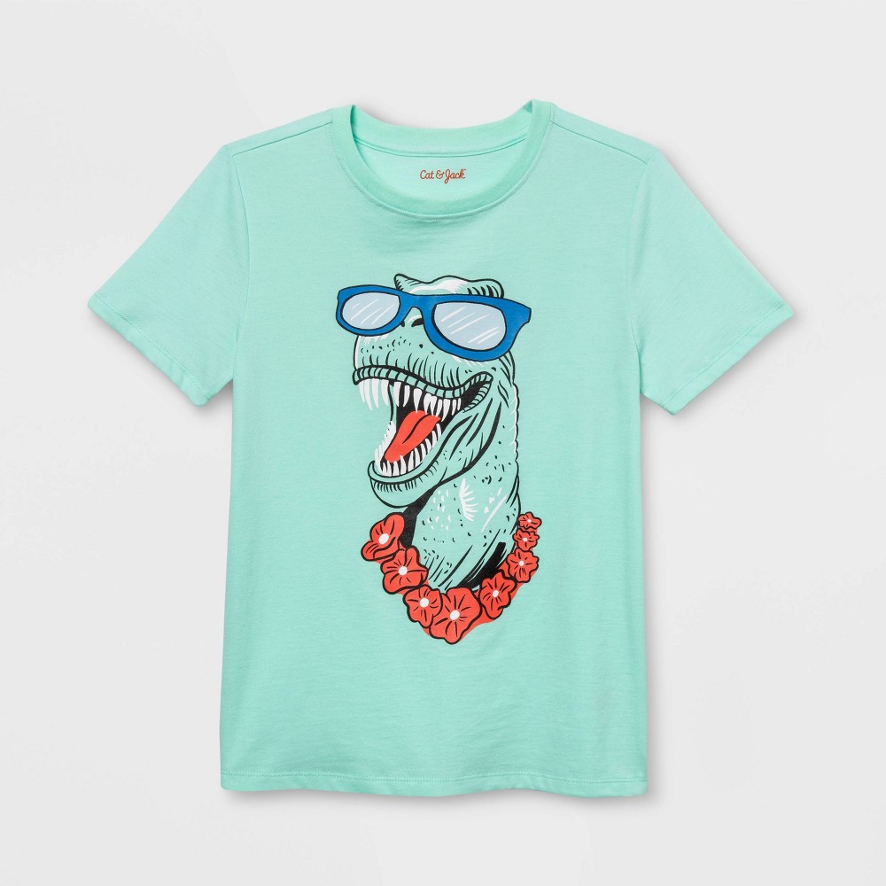 Boys' Large Dino Graphic Short Sleeve T-Shirt - Cat & Jack Mint L, Green