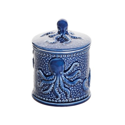Beachcombers 5.25" Decorative Large Octopus Porcelain Drinkware Serveware Condiment Canister Holder