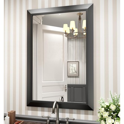Apmir High-Strength Tempered Glass and Aluminum Alloy Framed French Cleat Mounted Wall Decor Mirror in matte black with 5-Year Warranty