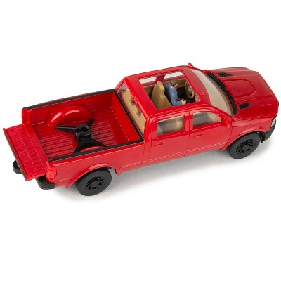 1:32 Red Plastic Pickup Truck Haying Farm Set with Trailer and Figures