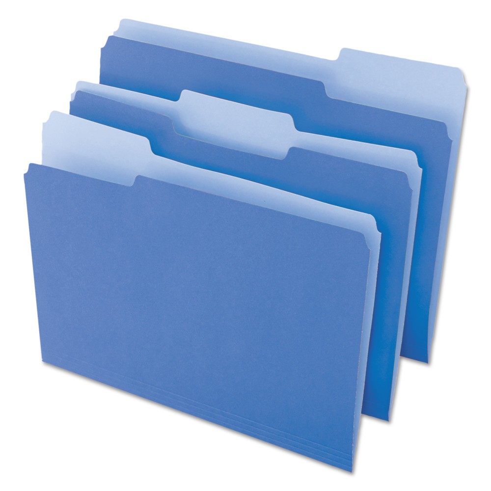 UPC 087547105016 product image for Universal File Folders, 1/3 Cut One-Ply Top Tab, Letter, Blue/Light Blue, 100/Bo | upcitemdb.com