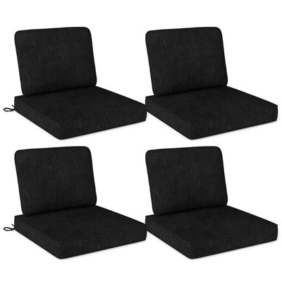 Costway 2/4/6-Pack 24" x 24" Deep Seat Cushion & Back Pillow with Removable Covers Outdoor Brown/Navy/Gray/Black