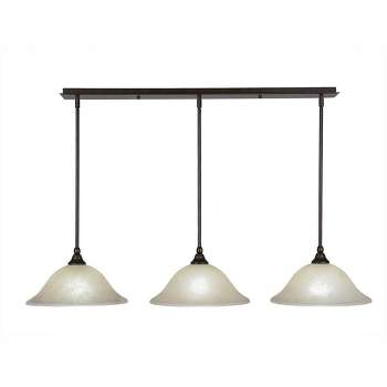 Toltec Lighting Any 3 - Light Chandelier in  Bronze with 12" Amber Marble Shade
