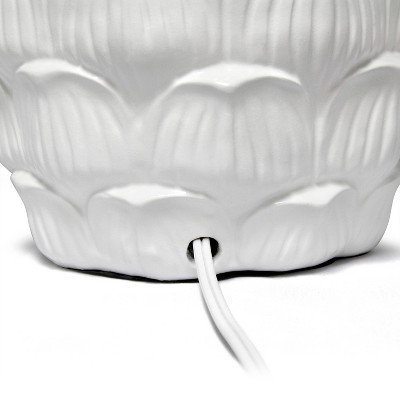 White Resin Table Lamp with Fabric Shade and 3-Way Switch