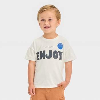 Grayson Mini Toddler Boys' Jersey Knit Enjoy T-Shirt - White