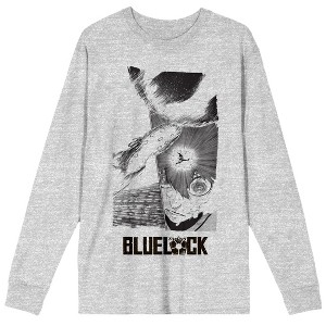 Blue Lock Manga Isagi Vision Field Missing Piece Crew Neck Long Sleeve Athletic Heather Adult Tee - 1 of 2