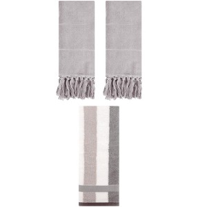 REGALWOVEN 3 Packs Cotton Absorbent Soft Decorative Bathroom Hand Towel Set - 1 of 4