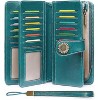 Hachikiko Leather RFID Blocking Wristlet Wallet - Large Capacity Credit Card Holder with 24 Card Slots & ID Windows - 2 of 4