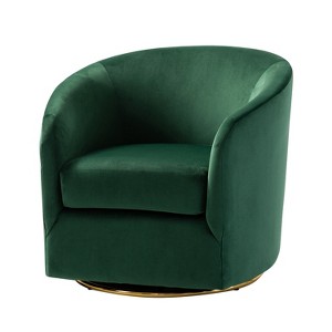 Amarante Comfy Velvet Swivel Chair for Bedroom with Metal Base | Karat Home-TEAL - 1 of 4