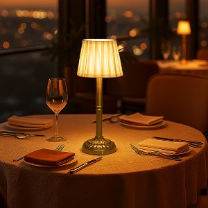 ALOADECOR Glam Cordless Table Lamp Touch Control with 3 Way Elegant Dimmable Rechargeable LED Lamp with Fabric Shade In Brass Finish - 1 of 4