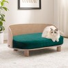 Corgi 26" Wide Small Dog Bed with Removable Cover,Velvet Cushion With Solid Wood legs and Bent Wood Back-The Pop Home - 4 of 4
