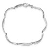 Black Bow Jewelry Satin & Polished Diamond Link Rhodium Plated Silver Bracelet, 7.5 Inch - 3 of 4