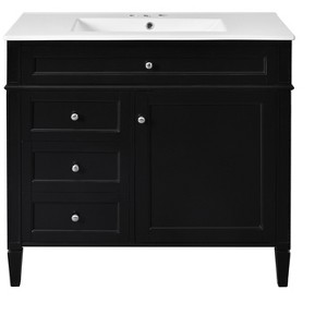TiramisuBest 30" Bathroom Vanity with Top Sink, Modern Storage Cabinet with 2 Drawers & Tip-Out Drawer, Single Sink Vanity - 1 of 4
